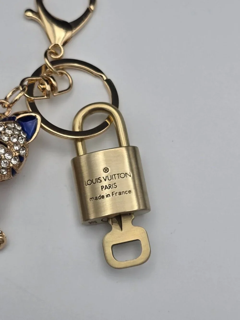 Authentic Louis Vuitton Gold Padlock & Key 🔒LV Bag Unbranded Cat Charm Keychain
